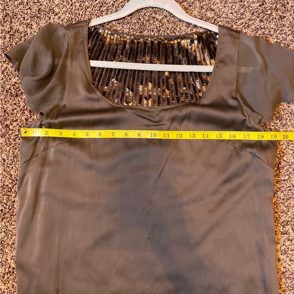 St John Dog Show Metallic Sequin Sheer Flutter Short Sleeve Blouse size small - Picture 14 of 16